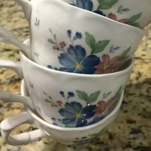 Nikko Flower Coffee Tea Cups Provincial Designs Japan Lot Of 4